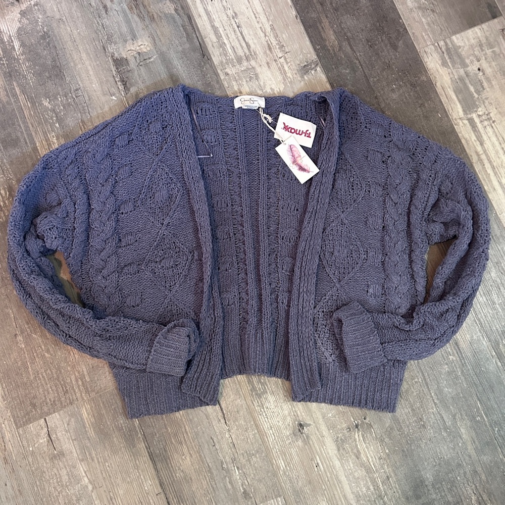 Jessica Simpson Women's Purple Cable Knit Cardigan
